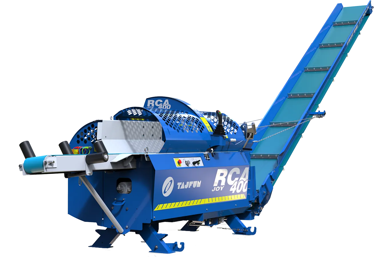 Tajfun RCA 400 Joy Tractor-Powered Firewood Processor with Conveyor